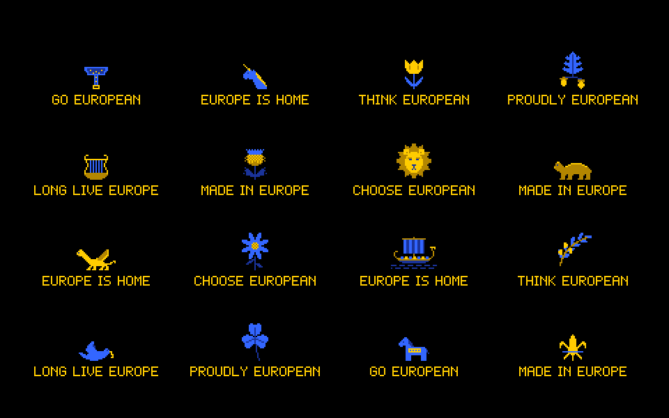 Symbols 2: 16 pixel-art wallpapers on black